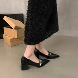 2025 Women Shoe Fashion Pointed High Heel Single Shoe Trend New Retro Spring Belt Buckle French Elegant Banquet Dress Shoes
