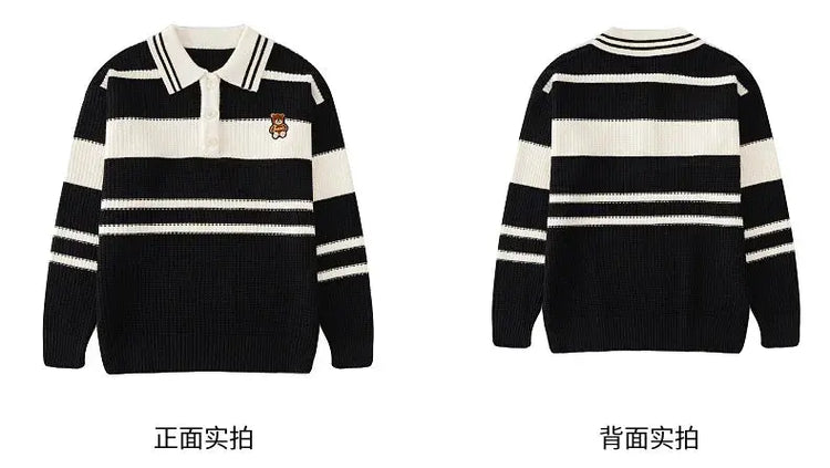 Sweater for The Whole Family Polo Knit Tops Fashion Mom and Daughter Child Girl Matching Jumper Dad and Son Baby Boy Knitwear - Mein Shop