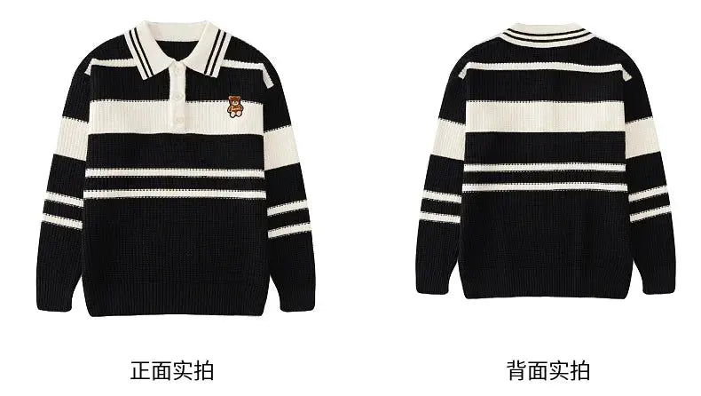 Sweater for The Whole Family Polo Knit Tops Fashion Mom and Daughter Child Girl Matching Jumper Dad and Son Baby Boy Knitwear - Mein Shop