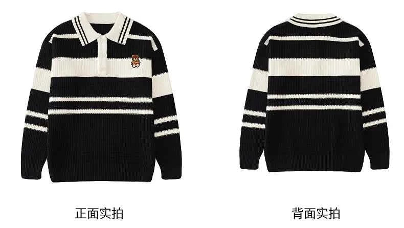 Sweater for The Whole Family Polo Knit Tops Fashion Mom and Daughter Child Girl Matching Jumper Dad and Son Baby Boy Knitwear
