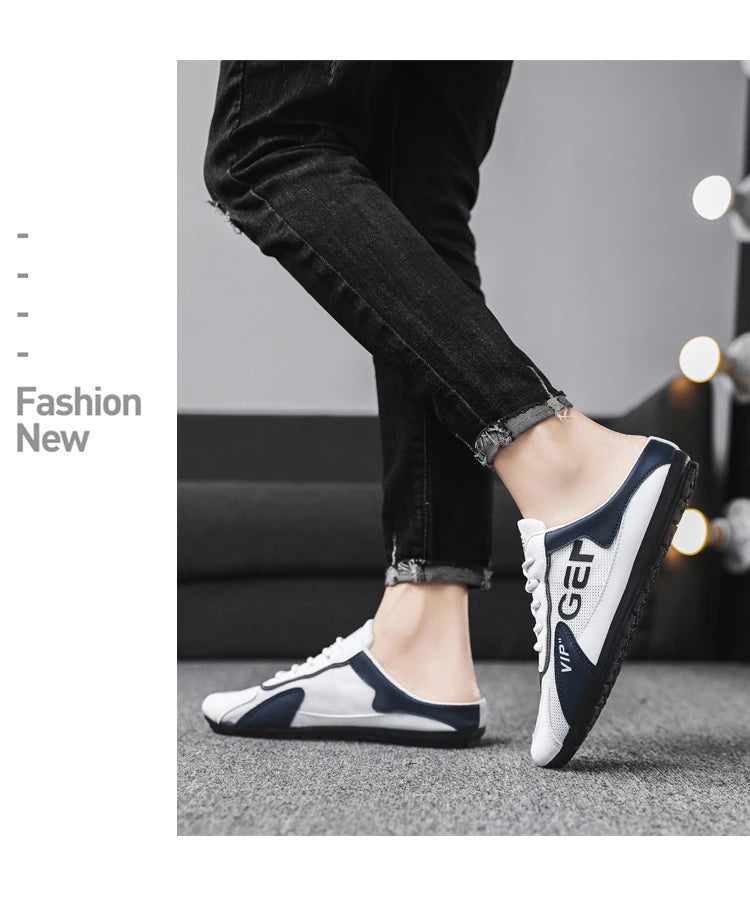 2025 New Men Slippers Trend Baotou Shoes for Men Summer Breathable Casual Shoe Vulcanized Flats Male Sneakers Half Slip-on Shoes