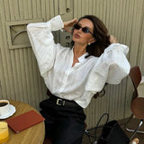 Fashion White Shirts Women Long Sleeve Oversize Blouse 2025 New Spring Summer Basic Tops Cotton Chic Shirt for Women - Mein Shop