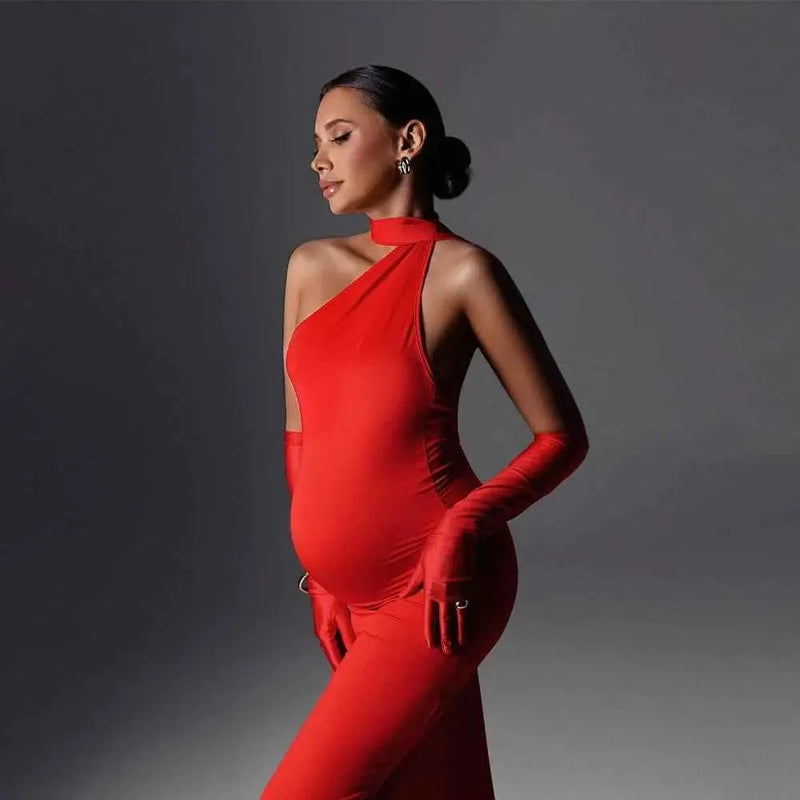 Schwangeres Abendkleid Fotoshooting – Sexy Rückenfreies Umstandskleid für die Babyparty und Schwangerschaftsfotografie