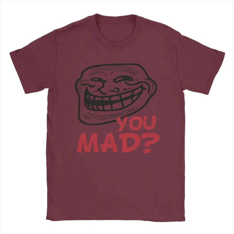 Men's T-Shirt You Mad Troll Face Memes Novelty Cotton Tee Shirt Short Sleeve Funny Humor T Shirt Crew Neck Tops Birthday Gift