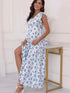 Pregnancy Woman Dress Summer Printed Korean Version Loose Pregnant Blue Dress Beach Holiday Dress For Pregnant Photo Shoot