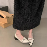 2025 Women Shoe Fashion Pointed High Heel Single Shoe Trend New Retro Spring Belt Buckle French Elegant Banquet Dress Shoes