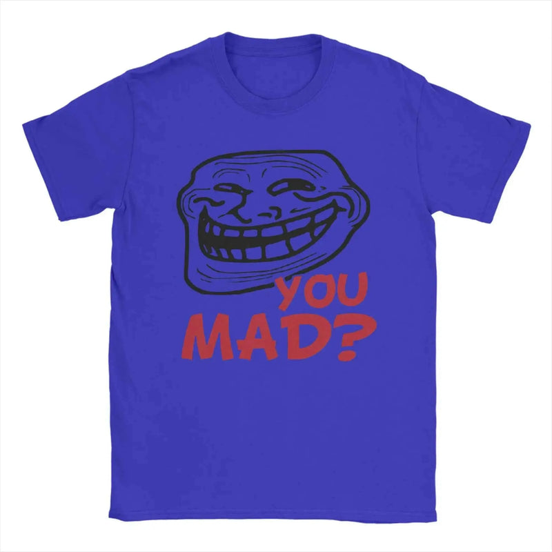 Men's T-Shirt You Mad Troll Face Memes Novelty Cotton Tee Shirt Short Sleeve Funny Humor T Shirt Crew Neck Tops Birthday Gift