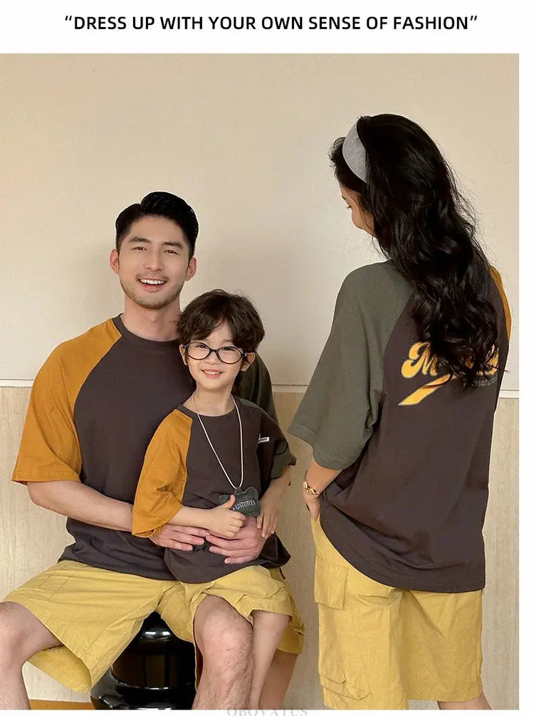 Summer Vacation Wear Father Mother Kids Family Clothing Sets Tshirt Shorts 2PCS Family Look Outfits Couple Child Costume Suit - Mein Shop