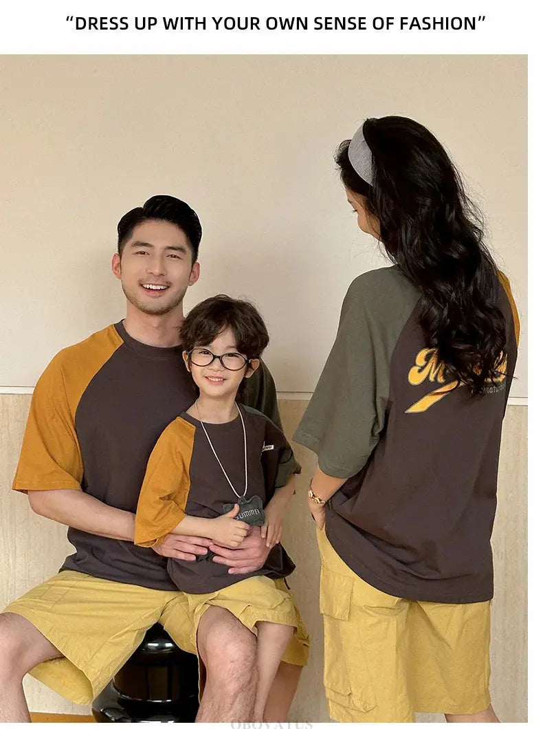 Summer Vacation Wear Father Mother Kids Family Clothing Sets Tshirt Shorts 2PCS Family Look Outfits Couple Child Costume Suit - Mein Shop