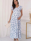 Pregnancy Woman Dress Summer Printed Korean Version Loose Pregnant Blue Dress Beach Holiday Dress For Pregnant Photo Shoot