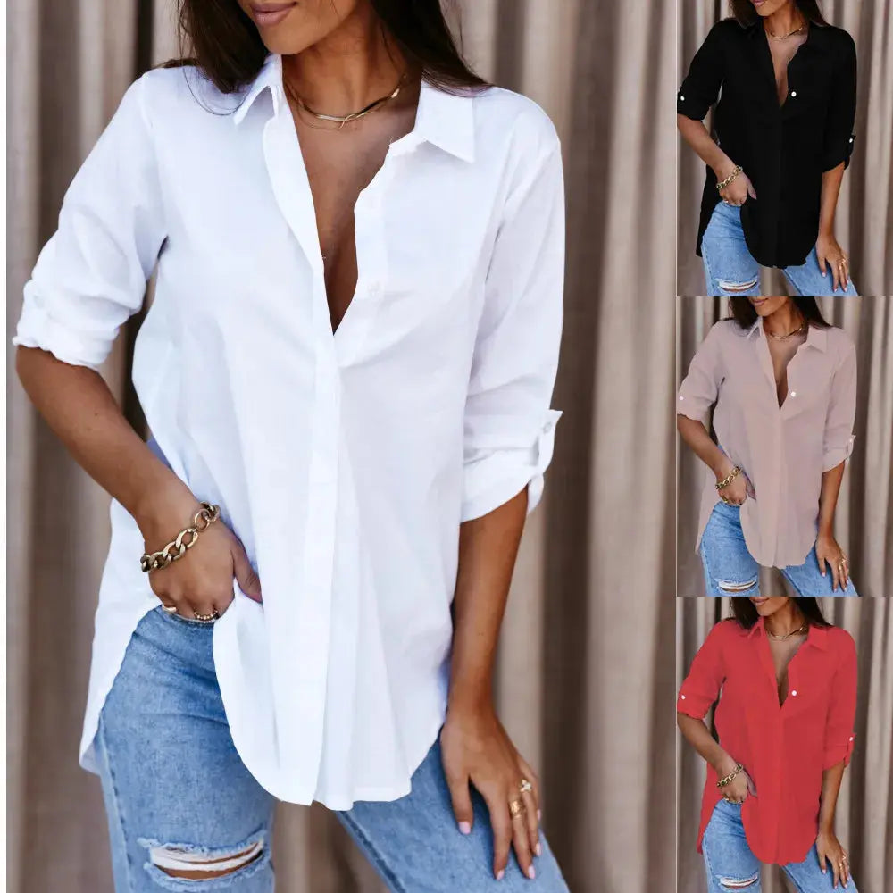 Women Blouse White Shirt Button-down Top Camisas Tendencia Chemisier Femme Camisa Feminina Social Elegante 한국 여성 옷 Women&