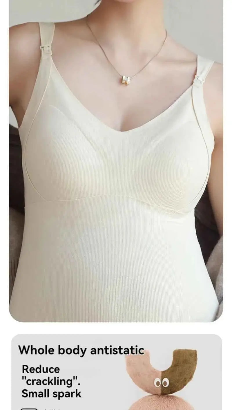 Neue Mode Schwangere Damen Weste Warmes Top für Herbst und Winter, kein BH nötig, Stilltop für werdende Mütter