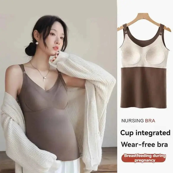 Neue Mode Schwangere Damen Weste Warmes Top für Herbst und Winter, kein BH nötig, Stilltop für werdende Mütter
