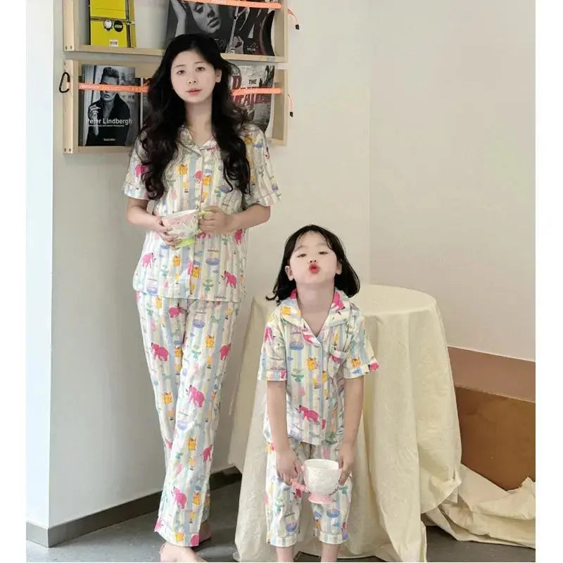 Family Pijama Set Mother and Daughter Matching Sleepwear Suit Mom and Baby Girl Same Home Clothes Mommy and Me Nightgown Outfits - Mein Shop