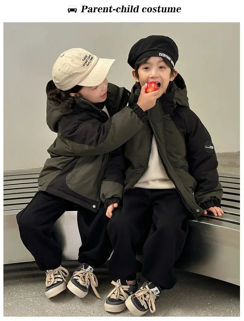 Family Matching Warm Clothes Winter Daughter Mother Thick Padded Coat Son Father Quilted Jacket Parents and Children Clothing - Mein Shop