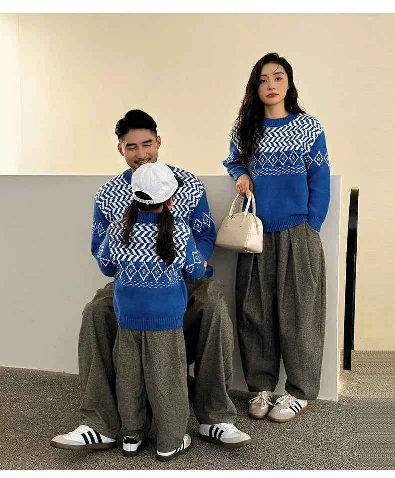 Knit Sweaters for The Whole Family Knitwear Winter Father Mother and Daughter Son Children Boy Girl Knitted Long Sleeve Pullover