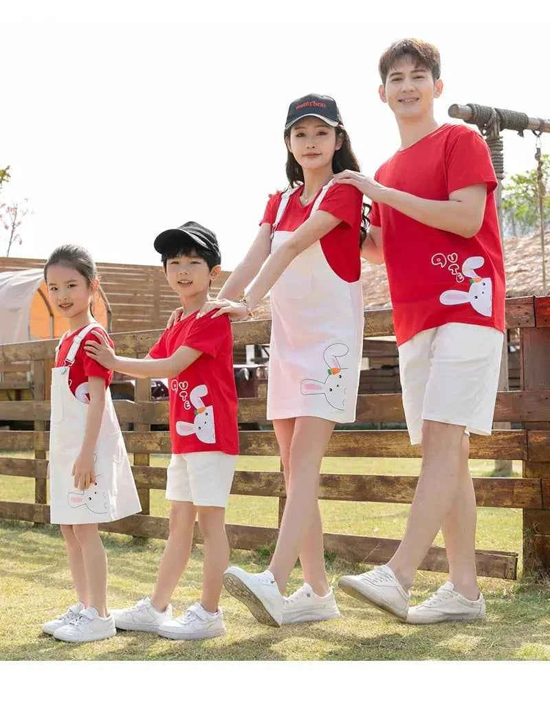 Family Vacation Clothing Resorts Look Parent Child Clothes Mom and Daughter Suspender Dress Two Piece Sets Dad Son Same Outfits