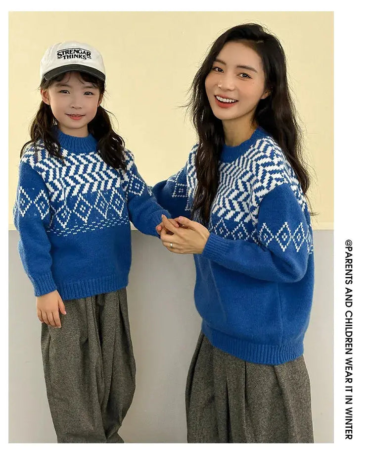 Knit Sweaters for The Whole Family Knitwear Winter Father Mother and Daughter Son Children Boy Girl Knitted Long Sleeve Pullover - Mein Shop