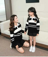 Sweater for The Whole Family Polo Knit Tops Fashion Mom and Daughter Child Girl Matching Jumper Dad and Son Baby Boy Knitwear