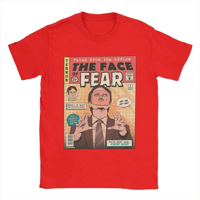 Men T-Shirts The Office Face Fear Dwight Fun Pure Cotton Tees Short Sleeve T Shirt Round Collar Clothes New Arrival