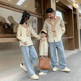 Family Matching Clothes 2024 Korea Spring Dad Mom and Baby Same Shirts for Women Fashion Clothing Children Boy Girl Plaid Blouse - Mein Shop
