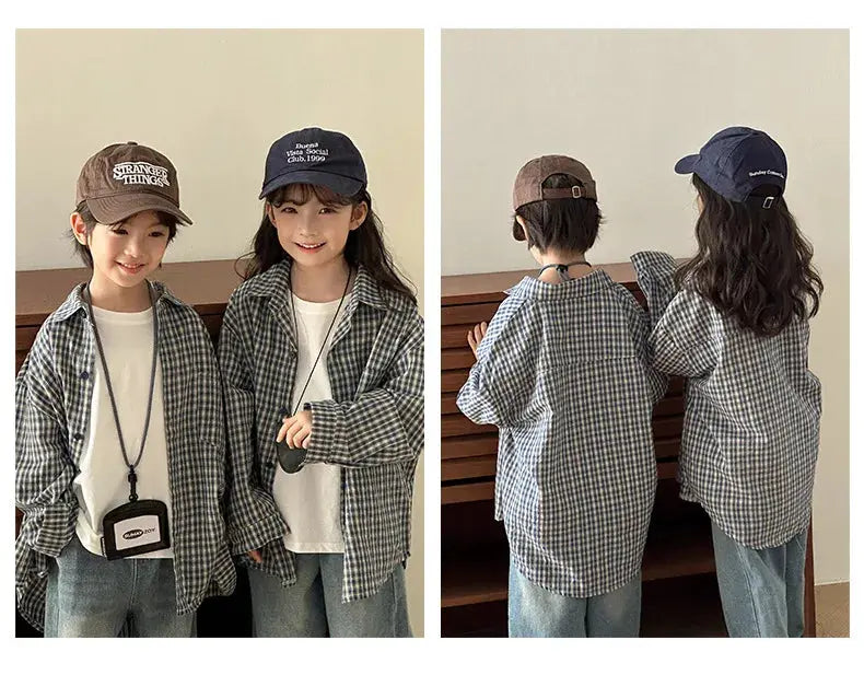 Matching Family Plaid Shirts Dad Mom and Boys Girls Fashion Clothes Korean Father Mother and Daughter Son Same Clothing Jacket Mein Shop