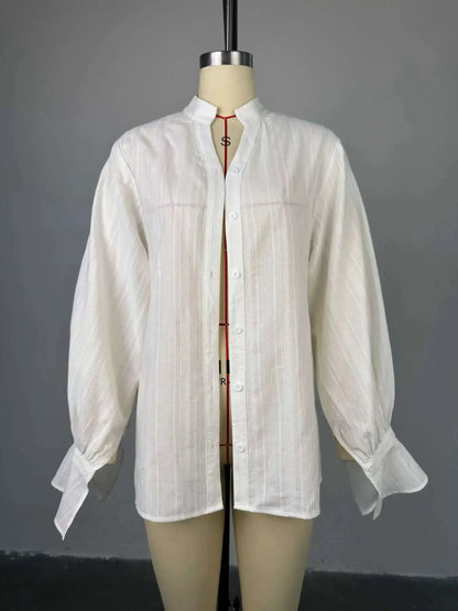 Fashion White Shirts Women Long Sleeve Oversize Blouse 2025 New Spring Summer Basic Tops Cotton Chic Shirt for Women - Mein Shop