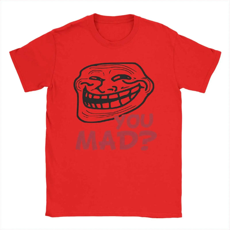 Men's T-Shirt You Mad Troll Face Memes Novelty Cotton Tee Shirt Short Sleeve Funny Humor T Shirt Crew Neck Tops Birthday Gift