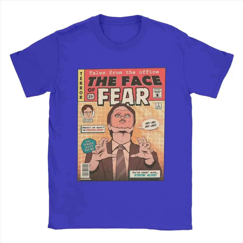 Men T-Shirts The Office Face Fear Dwight Fun Pure Cotton Tees Short Sleeve T Shirt Round Collar Clothes New Arrival