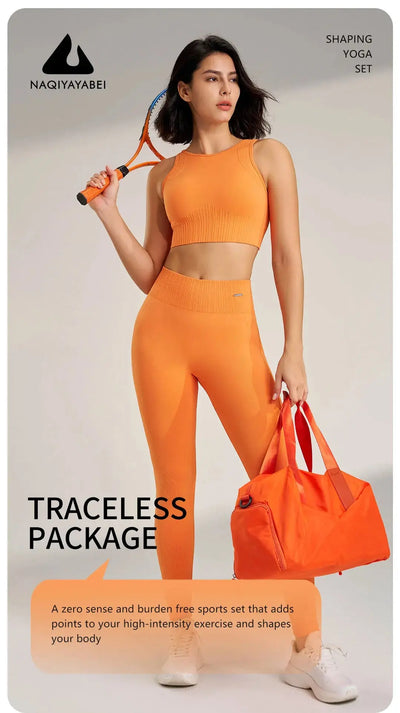 Yoga Clothing Set Women's High Waisted Leggings and Top Two Piece Seamless Fitness Exercise Clothing Fitness Workout Underwear - Mein Shop