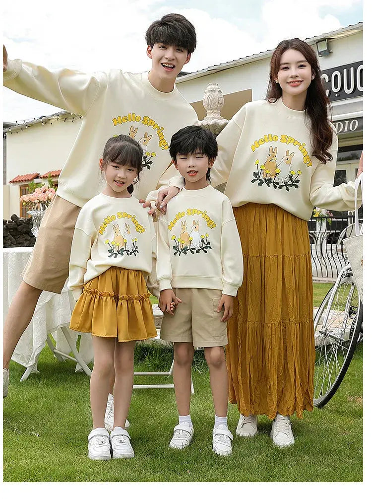 Family Matching Clothes Sets for Couple Mother and Daughter Tops Skirts Two Piece Outfits Father and Son Sweatshirts Shorts Suit - Mein Shop