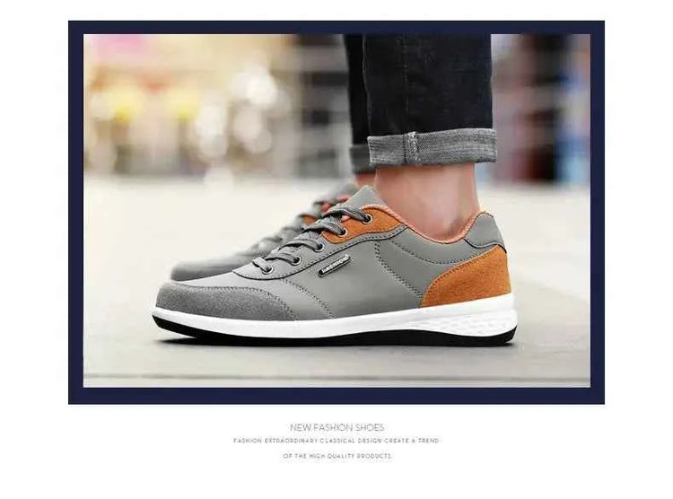 Leather Men Shoes Sneaker Trend Sports Running Breathable Men‘s Sneakers Non-slip Footwear Shoe for Male Walking Autumn