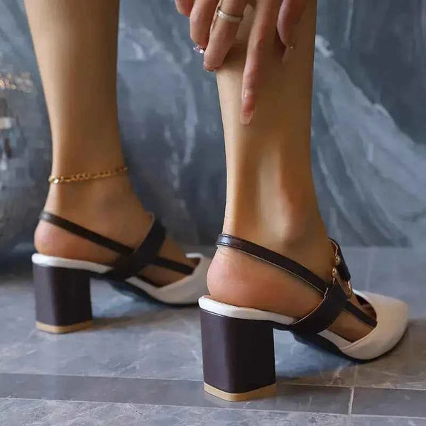 Women's Shoes Trend 2025 Shoe Genuine  Medium Heel Block Heels Mirror Luxury Designer Chunky Sandals Ladies Sexy Sandal