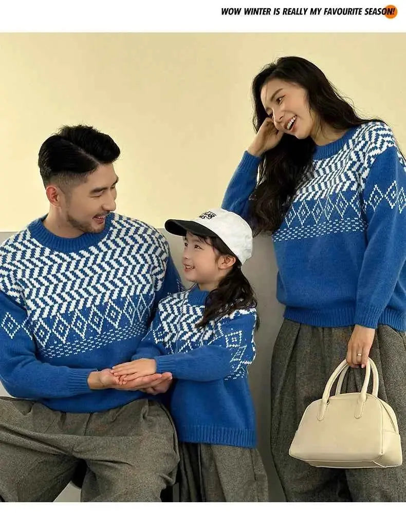 Knit Sweaters for The Whole Family Knitwear Winter Father Mother and Daughter Son Children Boy Girl Knitted Long Sleeve Pullover