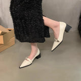 2025 Women Shoe Fashion Pointed High Heel Single Shoe Trend New Retro Spring Belt Buckle French Elegant Banquet Dress Shoes