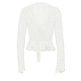 Women's T-shirt New Autumn Club Party Sexy Lace Tees Streetwear Fashion Long Sleeves T-shirt Lady Versatile Casual Slim Clothing - Mein Shop