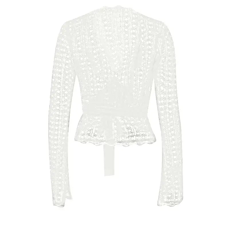 Women's T-shirt New Autumn Club Party Sexy Lace Tees Streetwear Fashion Long Sleeves T-shirt Lady Versatile Casual Slim Clothing - Mein Shop