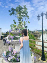 Family Fashion Beach Mother Father and Girl Boy Blue Clothes Vacation Look Mom Daughter Holiday Dress Korean Dad Son T Shirts