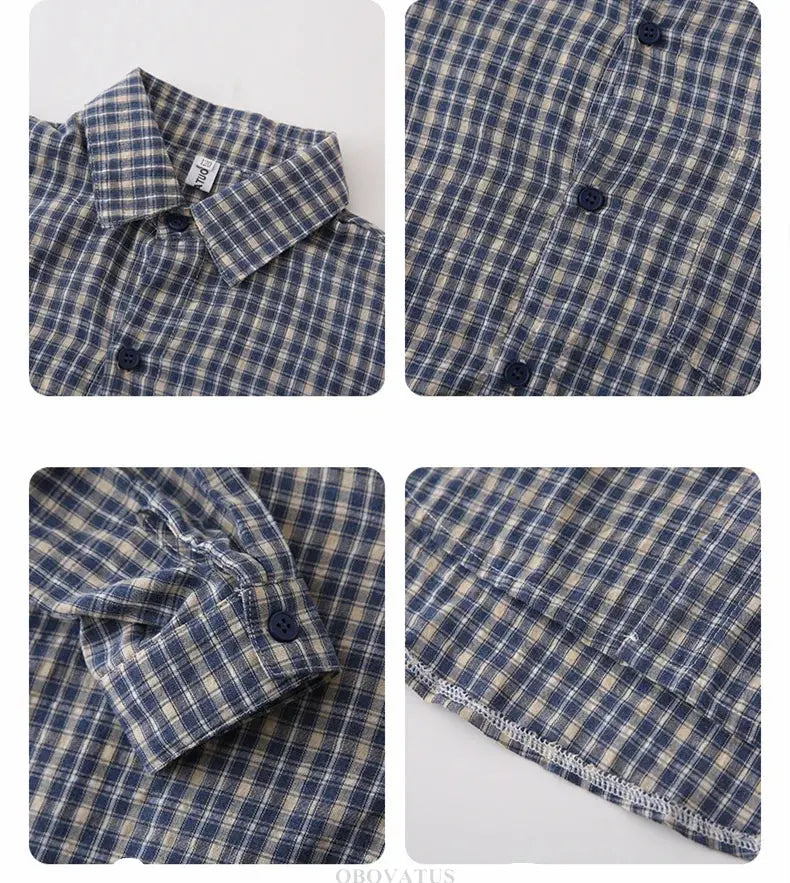 New Elegant Family Look Clothing Mother and Daughter Father Son Plaid Shirt Long Sleeve Blouse Fashion Family Matching Outfit - Mein Shop