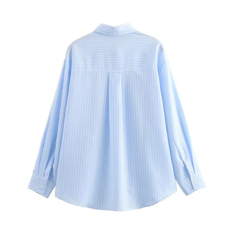 Women's Striped Blouse Multicolored Shirt Office Female's Top 2024 Summer Solid Shirt Elegant Comfortable Loose Fitting Shirts - Mein Shop