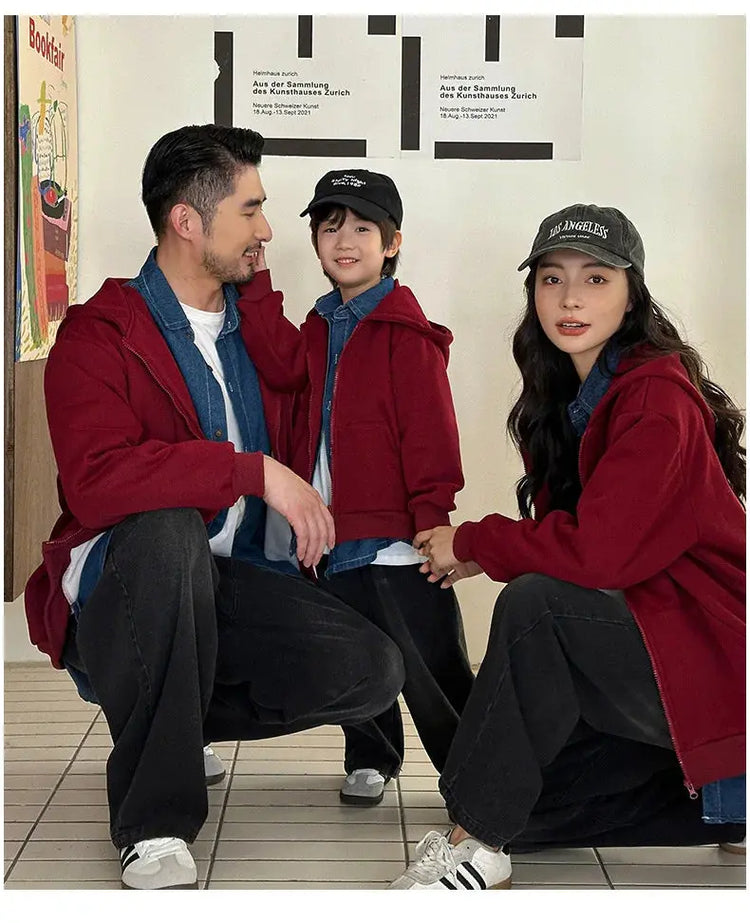 Winter Family Warm Jacket Parent-child Clothes Korea Fashion Father Mother and Daughter Son Baby Matching Thick Coat with Hooded - Mein Shop