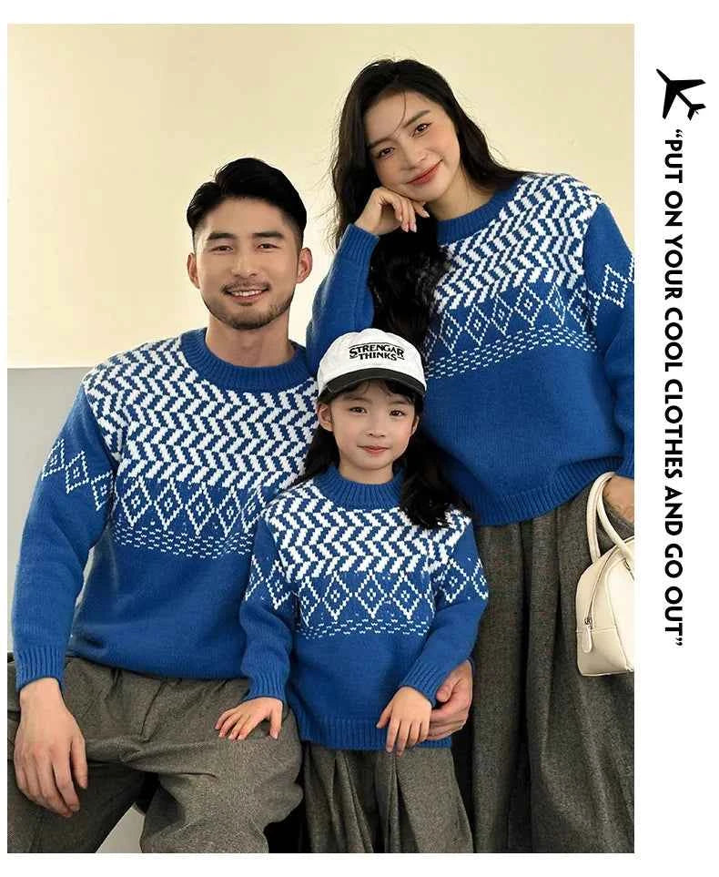 Knit Sweaters for The Whole Family Knitwear Winter Father Mother and Daughter Son Children Boy Girl Knitted Long Sleeve Pullover