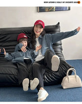 Family Cotton Denim Shirts Parent-child Fashion Clothes Mother and Daughter Jacket Korean Father and Son Same Stripe Coat Tops - Mein Shop