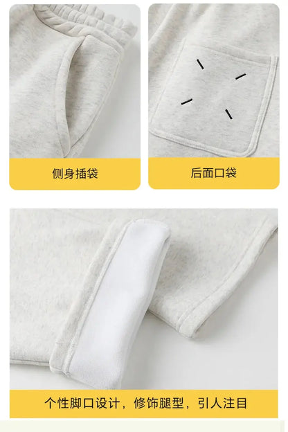 Funny Family Red Hoodies Ear Winter Warm Parent-child Clothes Dad Mom Daughter Son Matching Thick Hooded Sweatshirts Pants Sets - Mein Shop