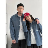 Family Cotton Denim Shirts Parent-child Fashion Clothes Mother and Daughter Jacket Korean Father and Son Same Stripe Coat Tops - Mein Shop