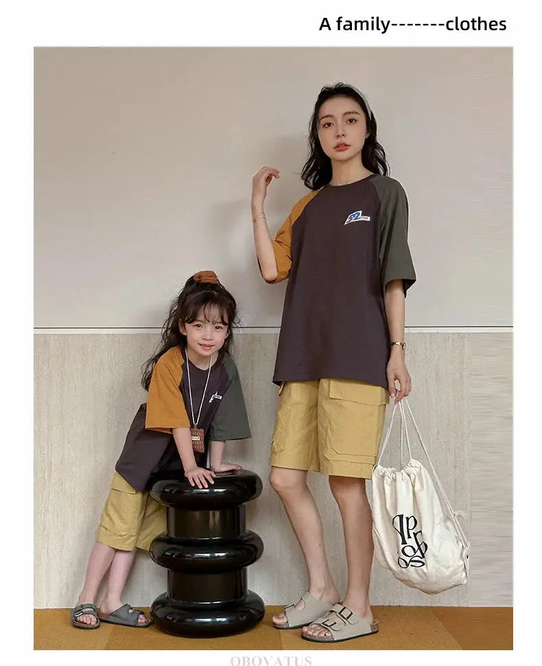 Summer Vacation Wear Father Mother Kids Family Clothing Sets Tshirt Shorts 2PCS Family Look Outfits Couple Child Costume Suit - Mein Shop