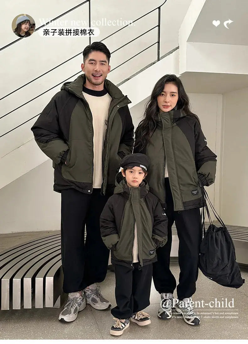 Family Matching Warm Clothes Winter Daughter Mother Thick Padded Coat Son Father Quilted Jacket Parents and Children Clothing - Mein Shop