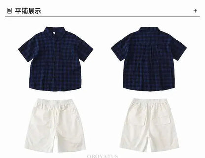 Family Matching Clothes Boy Girl Outfit Set Father and Son Shirt Shorts Suit Mother and Daughter Dress Same Girl Blouse Dress