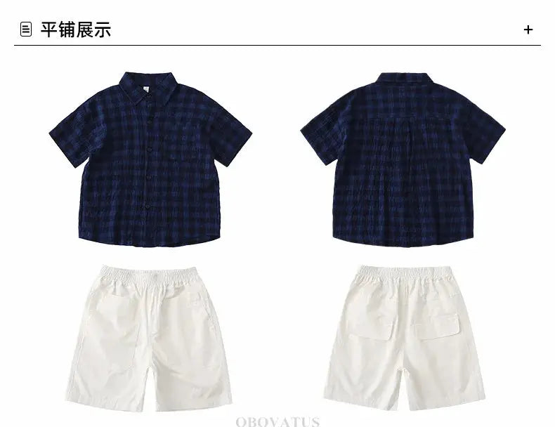 Family Matching Clothes Boy Girl Outfit Set Father and Son Shirt Shorts Suit Mother and Daughter Dress Same Girl Blouse Dress - Mein Shop
