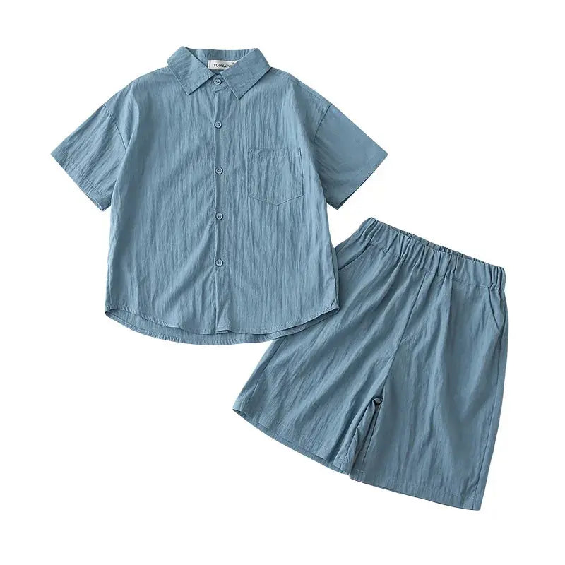 Family Matching Clothes for Brother Sister Mom Daughter Blue Dress Dad Son Clothing Korean Children Two Piece Set Couples Outfit Mein Shop